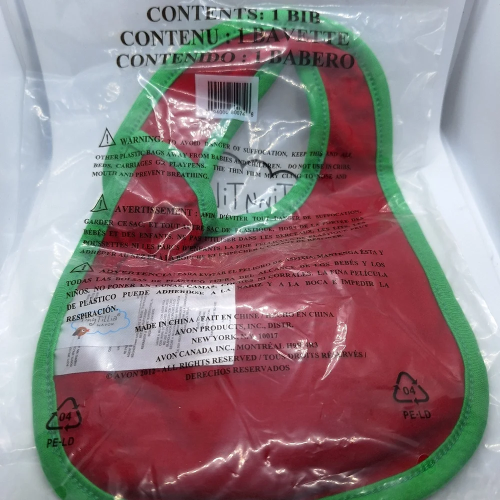 Tiny Tillia By Avon Polar Bear Plush Face Baby Bib New in package‎